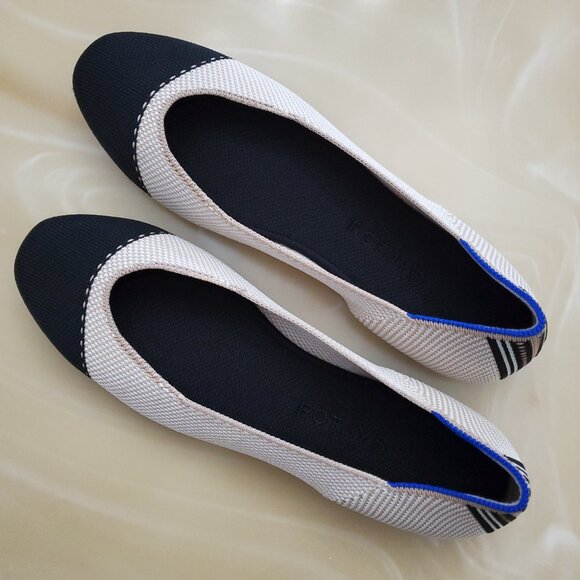 Rothy’s The Tuxedo Square Toe Color-block Flat Slip On Shoe Size 9.5 - Picture 7 of 14